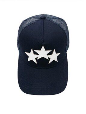 AMIRI Navy Trucker Hat with White Three-Star Patch